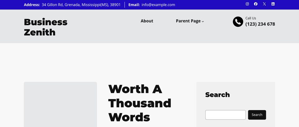 Exemple de site basé sur un template générique basique