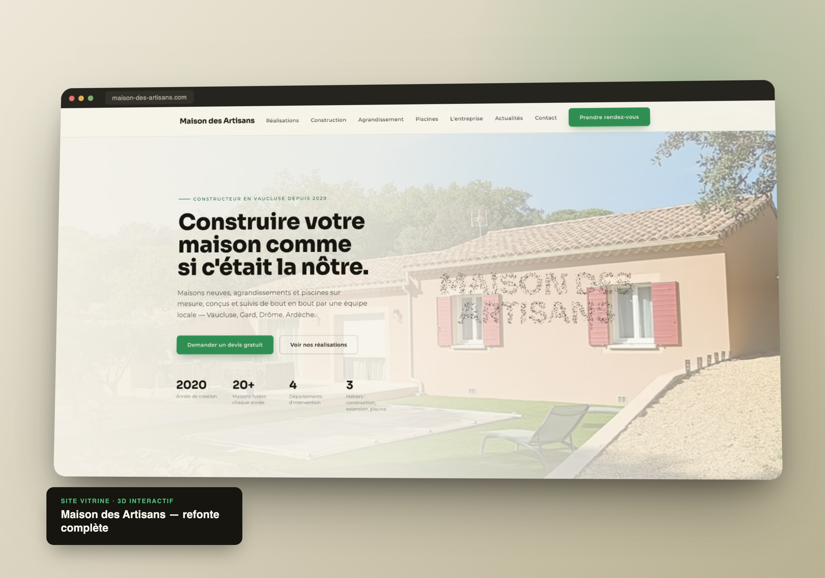 Aperçu du site Maison des Artisans, réalisé par Spendora